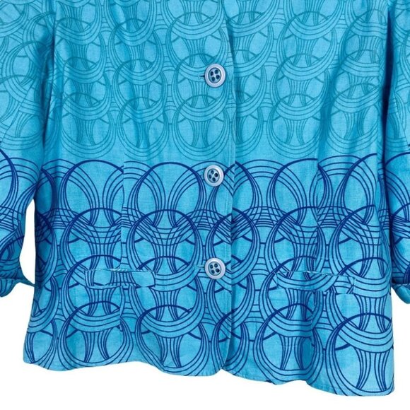 Emma James Linen Cotton Blazer Blue Ombre - Picture 3 of 14